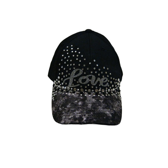 Black Grey Bling Rhinestone Studded Hip hop Streetwear style Baseball Cap Hat - Picture 10 of 10